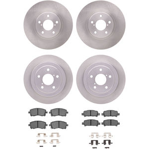 Dynamic Friction 6314-13011 - Front and Rear Brake Kit - Quickstop Rotors and 3000 Ceramic Brake Pads With Hardware