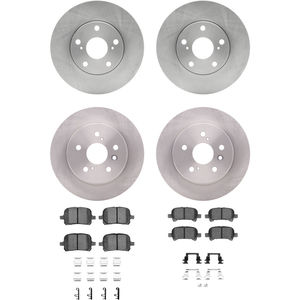 Dynamic Friction 6314-76039 - Front and Rear Brake Kit - Quickstop Rotors and 3000 Ceramic Brake Pads With Hardware