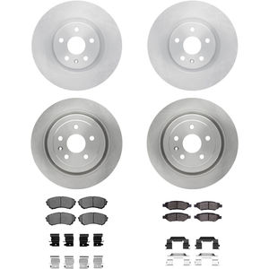 Dynamic Friction 6314-46042 - Front and Rear Brake Kit - Quickstop Rotors and 3000 Ceramic Brake Pads With Hardware