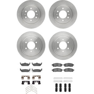 Dynamic Friction 6314-54067 - Front and Rear Brake Kit - Quickstop Rotors and 3000 Ceramic Brake Pads With Hardware