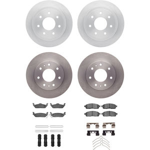 Dynamic Friction 6314-54068 - Front and Rear Brake Kit - Quickstop Rotors and 3000 Ceramic Brake Pads With Hardware