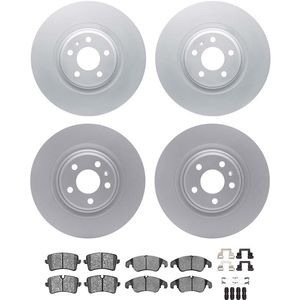 Dynamic Friction 4514-73058 - Front and Rear Brake Kit - Geostop Rotors and 5000 Low Metallic Brake Pads With Hardware