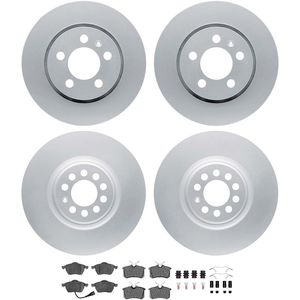 Dynamic Friction 4514-74061 - Front and Rear Brake Kit - Geostop Rotors and 5000 Low Metallic Brake Pads With Hardware