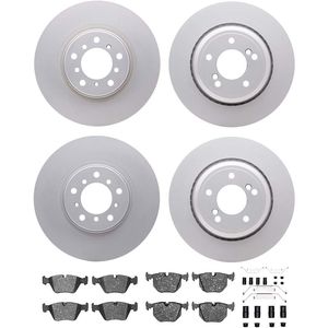 Dynamic Friction 4514-31033 - Front and Rear Brake Kit - Geostop Rotors and 5000 Low Metallic Brake Pads With Hardware