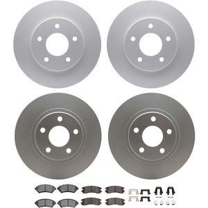 Dynamic Friction 4514-45003 - Front and Rear Brake Kit - Geostop Rotors and 5000 Semi Metallic Brake Pads With Hardware