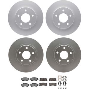Dynamic Friction 4514-45004 - Front and Rear Brake Kit - Geostop Rotors and 5000 Semi Metallic Brake Pads With Hardware