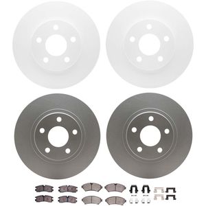Dynamic Friction 4514-45006 - Front and Rear Brake Kit - Geostop Rotors and 5000 Semi Metallic Brake Pads With Hardware