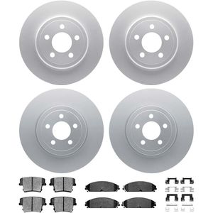 Dynamic Friction 4514-39031 - Front and Rear Brake Kit - Geostop Rotors and 5000 Semi Metallic Brake Pads With Hardware