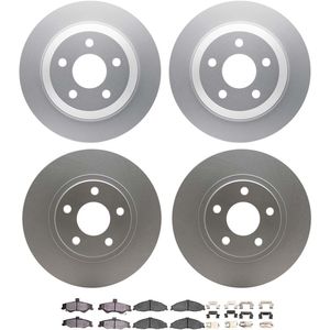 Dynamic Friction 4514-45005 - Front and Rear Brake Kit - Geostop Rotors and 5000 Semi Metallic Brake Pads With Hardware