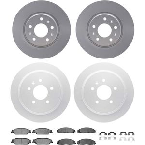Dynamic Friction 4514-46007 - Front and Rear Brake Kit - Geostop Rotors and 5000 Semi Metallic Brake Pads With Hardware