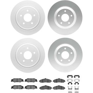 Dynamic Friction 4514-46037 - Front and Rear Brake Kit - Geostop Rotors and 5000 Semi Metallic Brake Pads With Hardware