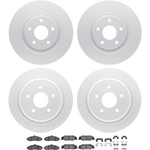 Dynamic Friction 4514-46038 - Front and Rear Brake Kit - Geostop Rotors and 5000 Semi Metallic Brake Pads With Hardware