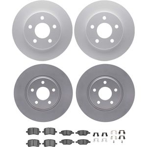 Dynamic Friction 4514-53001 - Front and Rear Brake Kit - Geostop Rotors and 5000 Low Metallic Brake Pads With Hardware