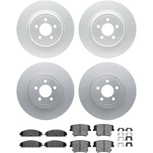 Dynamic Friction 4514-39029 - Front and Rear Brake Kit - Geostop Rotors and 5000 Semi Metallic Brake Pads With Hardware