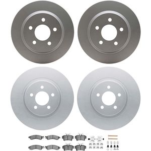 Dynamic Friction 4514-54002 - Front and Rear Brake Kit - Geostop Rotors and 5000 Semi Metallic Brake Pads With Hardware
