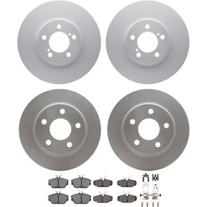 Dynamic Friction 4514-54006 - Front and Rear Brake Kit - Geostop Rotors and 5000 Low Metallic Brake Pads With Hardware