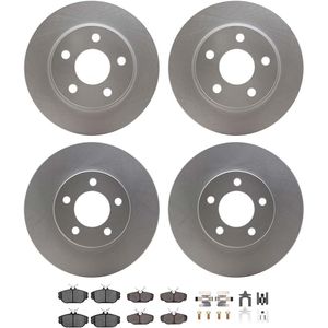 Dynamic Friction 4514-54007 - Front and Rear Brake Kit - Geostop Rotors and 5000 Semi Metallic Brake Pads With Hardware