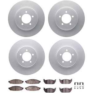 Dynamic Friction 4514-55001 - Front and Rear Brake Kit - Geostop Rotors and 5000 Semi Metallic Brake Pads With Hardware