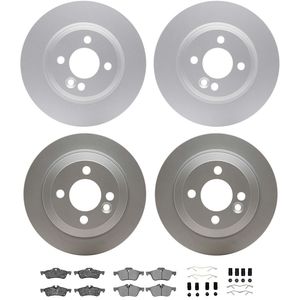 Dynamic Friction 4514-32001 - Front and Rear Brake Kit - Geostop Rotors and 5000 Low Metallic Brake Pads With Hardware