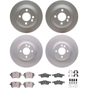 Dynamic Friction 4514-32005 - Front and Rear Brake Kit - Geostop Rotors and 5000 Low Metallic Brake Pads With Hardware