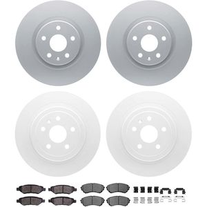 Dynamic Friction 4514-46016 - Front and Rear Brake Kit - Geostop Rotors and 5000 Low Metallic Brake Pads With Hardware