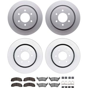 Dynamic Friction 4514-54096 - Front and Rear Brake Kit - Geostop Rotors and 5000 Advanced Brake Pads (Ceramic) with Hardware
