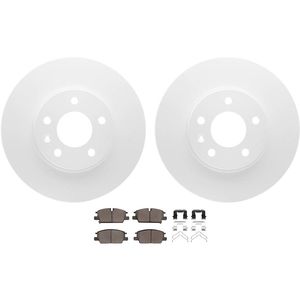 Dynamic Friction 4512-46000 - Front Brake Kit - Geostop Rotors and 5000 Advanced Brake Pads (Ceramic) with Hardware