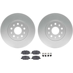 Dynamic Friction 4512-47000 - Front Brake Kit - Geostop Rotors and 5000 Advanced Brake Pads (Ceramic) with Hardware