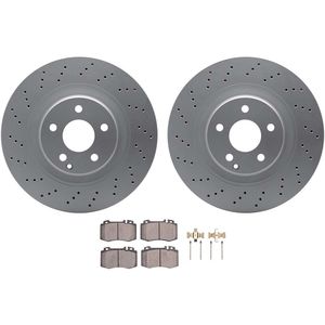 Dynamic Friction 4512-63256 - Front Brake Kit - Geostop Rotors and 5000 Advanced Brake Pads (Low-Metallic) with Hardware