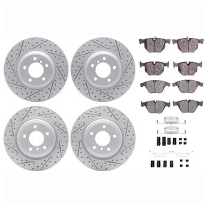 Dynamic Friction 2514-31052 - Front and Rear Brake Kit - Coated Drilled and Slotted Brake Rotors and 5000 Advanced Brake Pads with Hardware