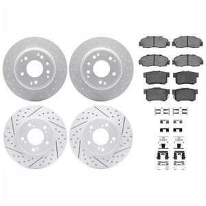 Dynamic Friction 2514-59036 - Front and Rear Brake Kit - Coated Drilled and Slotted Brake Rotors and 5000 Advanced Brake Pads with Hardware