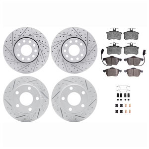 Dynamic Friction 2614-73000 - Front and Rear Brake Kit - Coated Drilled and Slotted Brake Rotors and 5000 Euro Ceramic Brake Pads with Hardware