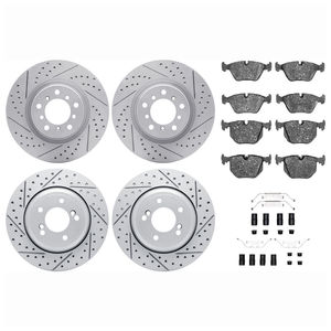 Dynamic Friction 2514-31002 - Front and Rear Brake Kit - Coated Drilled and Slotted Brake Rotors and 5000 Advanced Brake Pads with Hardware
