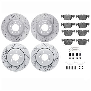Dynamic Friction 2514-31003 - Front and Rear Brake Kit - Coated Drilled and Slotted Brake Rotors and 5000 Advanced Brake Pads with Hardware