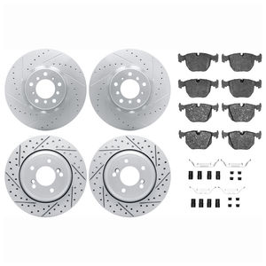 Dynamic Friction 2514-31004 - Front and Rear Brake Kit - Coated Drilled and Slotted Brake Rotors and 5000 Advanced Brake Pads with Hardware