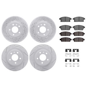 Dynamic Friction 2514-45025 - Front and Rear Brake Kit - Coated Drilled and Slotted Brake Rotors and 5000 Advanced Brake Pads with Hardware