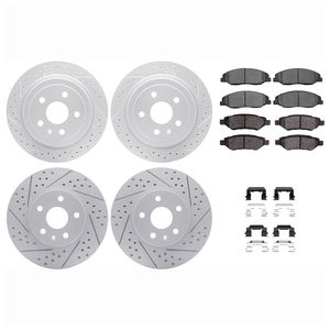 Dynamic Friction 2514-46019 - Front and Rear Brake Kit - Coated Drilled and Slotted Brake Rotors and 5000 Advanced Brake Pads with Hardware