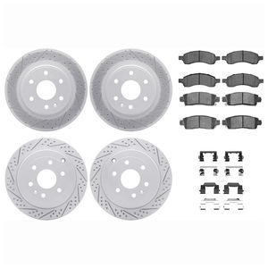 Dynamic Friction 2514-48032 - Front and Rear Brake Kit - Coated Drilled and Slotted Brake Rotors and 5000 Advanced Brake Pads with Hardware
