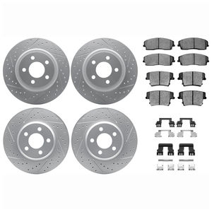 Dynamic Friction 2514-39010 - Front and Rear Brake Kit - Coated Drilled and Slotted Brake Rotors and 5000 Advanced Brake Pads with Hardware