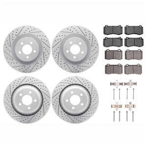Dynamic Friction 2514-39012 - Front and Rear Brake Kit - Coated Drilled and Slotted Brake Rotors and 5000 Advanced Brake Pads with Hardware