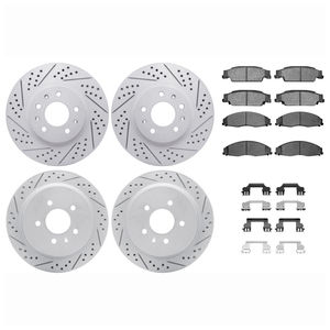 Dynamic Friction 2514-46013 - Front and Rear Brake Kit - Coated Drilled and Slotted Brake Rotors and 5000 Advanced Brake Pads with Hardware