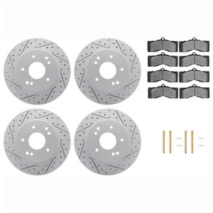 Dynamic Friction 2514-47293 - Front and Rear Brake Kit - Coated Drilled and Slotted Brake Rotors and 5000 Advanced Brake Pads with Hardware