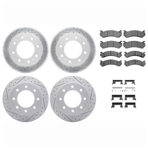 Dynamic Friction 2514-48011 - Front and Rear Brake Kit - Coated Drilled and Slotted Brake Rotors and 5000 Advanced Brake Pads with Hardware