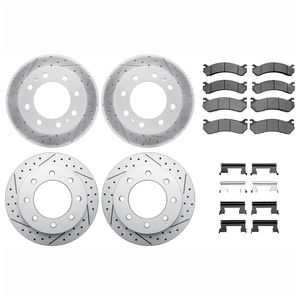 Dynamic Friction 2514-48013 - Front and Rear Brake Kit - Coated Drilled and Slotted Brake Rotors and 5000 Advanced Brake Pads with Hardware