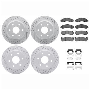 Dynamic Friction 2514-48020 - Front and Rear Brake Kit - Coated Drilled and Slotted Brake Rotors and 5000 Advanced Brake Pads with Hardware