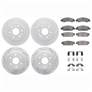 Dynamic Friction 2514-48031 - Front and Rear Brake Kit - Coated Drilled and Slotted Brake Rotors and 5000 Advanced Brake Pads with Hardware