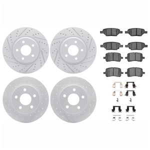 Dynamic Friction 2514-53014 - Front and Rear Brake Kit - Coated Drilled and Slotted Brake Rotors and 5000 Advanced Brake Pads with Hardware