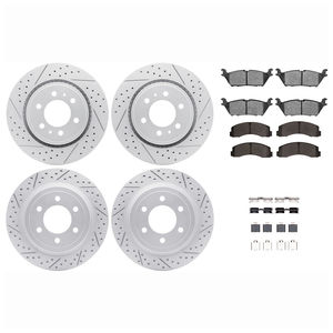 Dynamic Friction 2514-54257 - Front and Rear Brake Kit - Coated Drilled and Slotted Brake Rotors and 5000 Advanced Brake Pads with Hardware