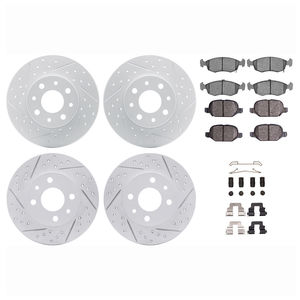 Dynamic Friction 2614-07001 - Front and Rear Brake Kit - Coated Drilled and Slotted Brake Rotors and 5000 Euro Ceramic Brake Pads with Hardware