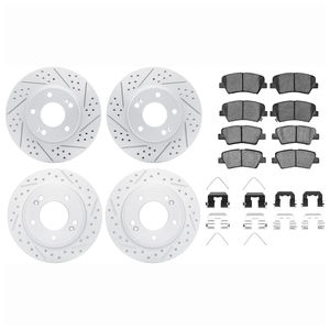Dynamic Friction 2514-03047 - Front and Rear Brake Kit - Coated Drilled and Slotted Brake Rotors and 5000 Advanced Brake Pads with Hardware
